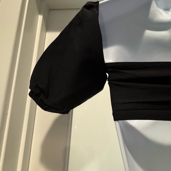 Blue Blush Whimisigoth Black Women's Bandeau Top Size S Puff Sleeves Indie Boho - Picture 7 of 9